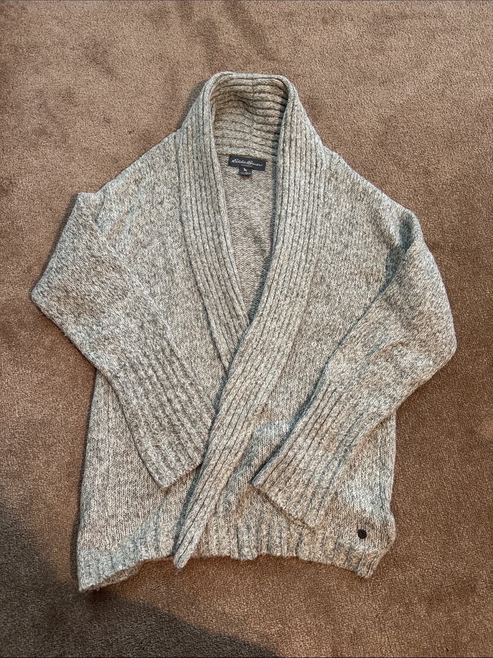 Eddie Bauer Heather Gray Shawl-Collar Cardigan